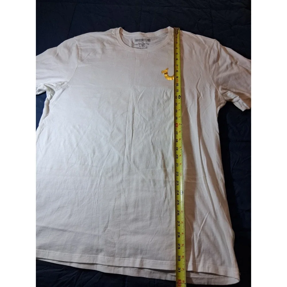 True Religion T shirt Mens XXL Gold Buddha Logo‎ Graphic Tee Short Sleeve
